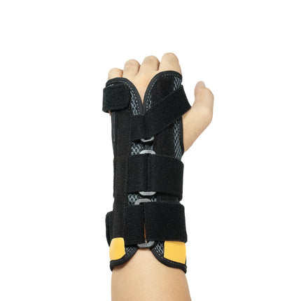 Black wrist brace on a white background