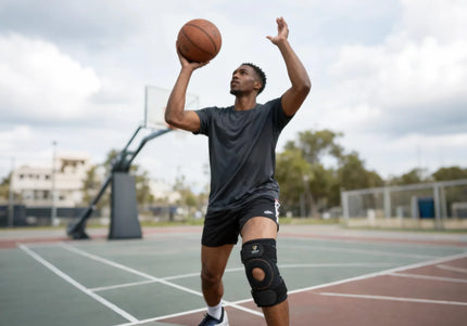 Person preparing to shoot a basketball on an outdoor court