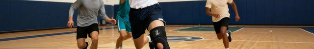 sport knee brace worn during basketball match