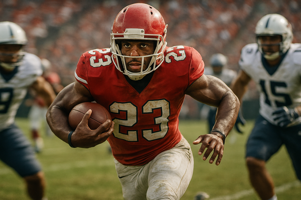 American Football Player in Action